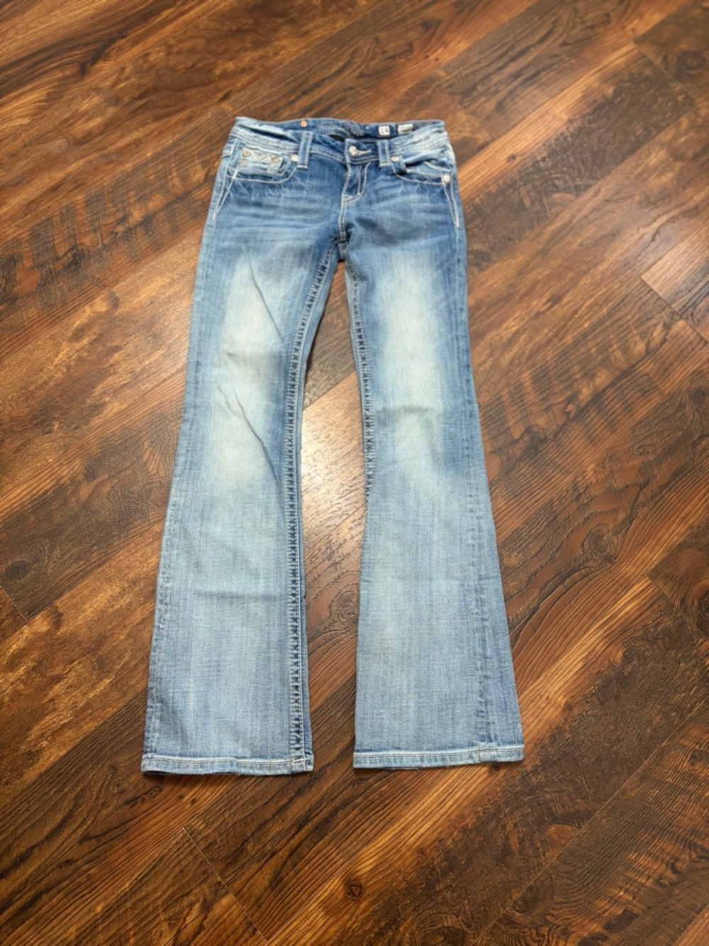 Miss Me  Flare Jeans Medium Wash Embellished Peace Sign Size 14 kids